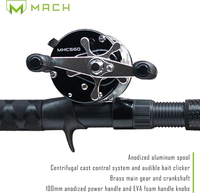 Lew's CAT Smash Casting Fishing Rod and Reel Combo, 7-Foot 2-Inch 1-Piece Graphite Rod Blank, Size 60 Reel, Right-Hand, Red