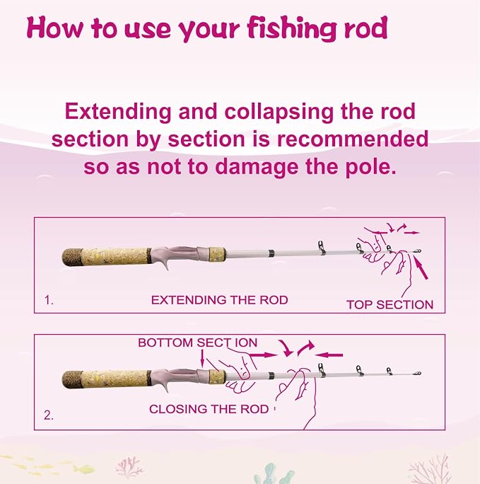 Kids Rod Set, Kids Fishing Rod and Reel Combo and Fishing Net Tackle Box with Fishing Lure Hook and Bag for Girls Beginners, Kids, Youth Anglers
