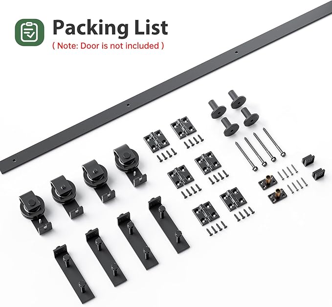 58" Bifold Sliding Barn Door Hardware Track Kit,Side Mounted Black J Shape Roller,Smoothly and Quietly,Assembly Easy,Fit Four 13.5" Bi-Folding Doors (Door Not Included)