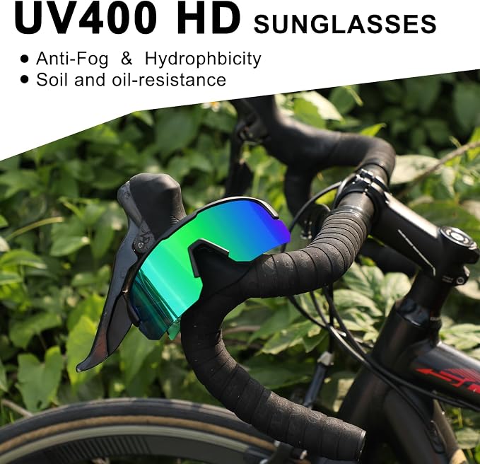 BangLong Lightweight Polarized Sports Sunglasses for Men Women, UV400 Protection Wrap-Around Sunglasses for Running Cycling