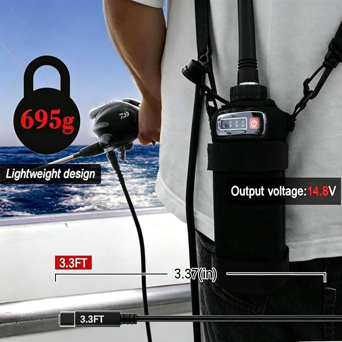3.3FT Electric Fishing Reel Power Air Cord， | Compatible with Daiwa BM,FRC05A，ProF Series and Tanacom，Seaborg 500MJ, Shimano BeastMaster ForceMaster Leobritz Power Cord
