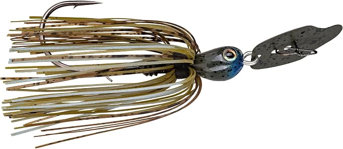 Strike King Thunder Cricket Fishing Lure, Vibrating Swim Jig, Silver Blade, 4/0 Jungle-Style Flipping Hook