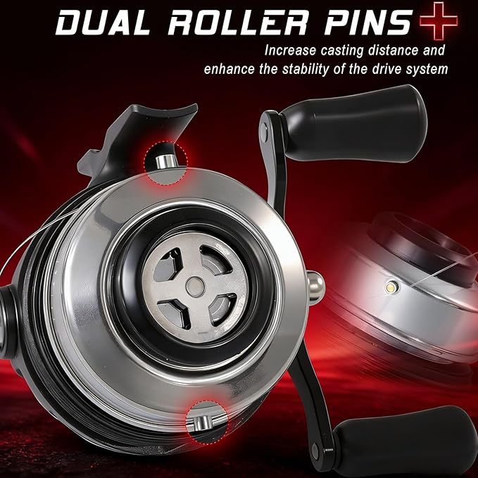 Sougayilang Spincast Fishing Reel,High Speed 3.9:1 Gear Ratio,Trouble-Free Push-Button Bait Casting Design and Reversible Handle for Left/Right Retrieve,Pre-Spooled with Monofilament Line