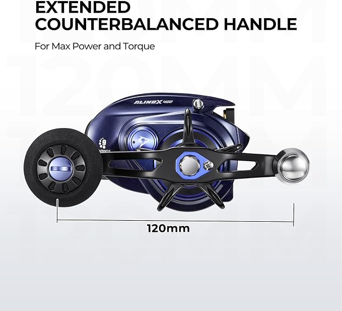 Piscifun Alinox 400 Baitcaster Fishing Reel, 38Lbs Max Drag Aluminum Alloy Frame Baitcasting Reel, Available in 6.6:1/8.1:1 Gear Ratio, Freshwater and Saltwater Low Profile Casting Reel for Musky