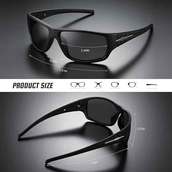 XVXV Polarized Sports Sunglasses for Men, Wrap Around Sun Glasses UV Protection for Cycling Fishing Driving
