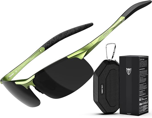 ATTCL 0.9 oz Polarized Sunglasses Men Sports: UV Protection Anti Glare Wrap Around Lightweight Metal Fishing Golf Running