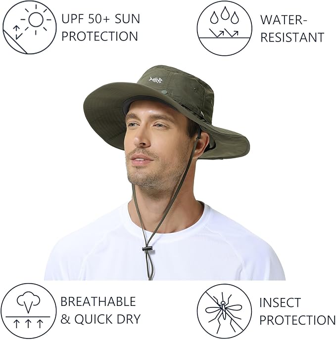 BASSDASH UPF 50+ Mosquito Sun Hat with Hidden Head Net and Neck Flap for Men Women Outdoor Fishing Hiking Camping