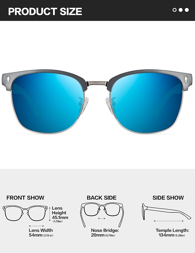 BIRCEN Mens Polarized Sunglasses for Driving: Al-Mg Metal UV Protection Sun Glasses Square Shades for Fishing Travel 2026