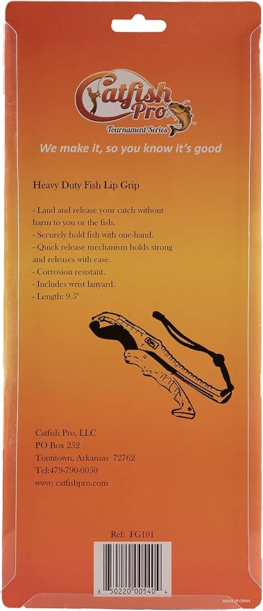 Catfish Pro Tournament Series Fish Lip Grip | One-Handed Operation Fish Lip Gripper with Adjustable Lanyard for Easy, Secure, and Comfortable Fishing