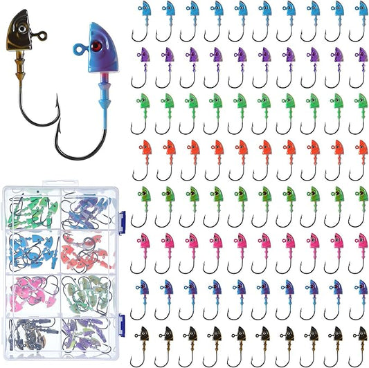 Vinsot Crappie Jig Heads 1/4oz 1/8oz 3/8oz 1/16oz 1/32oz Fishing Jig Hooks Simulation Fish Eye Ball Hook Bulk for Crappie Bass Trout Lures Gift