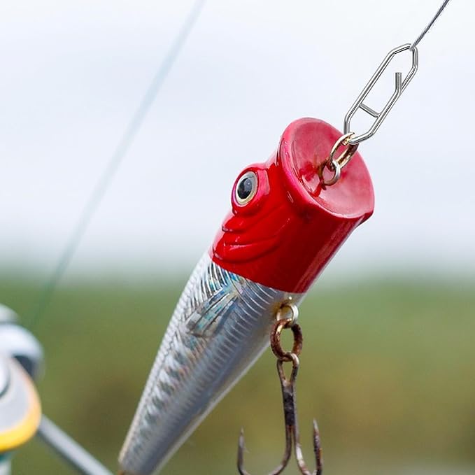 Quacc 50 PCS Fishing Power Speed Clips, Strong Stainless Steel Lure Quick Snaps Connector Tackle for Fishing Lure Crankbait Popper Corks Rigs Quick Change Freshwater Saltwater