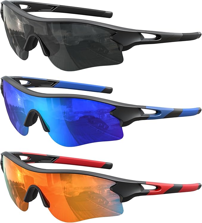 Polarized Sports Sunglasses for Men Women, UV400 One-Piece Lens Sport Shades for Baseball, Running, Cycling, Fishing