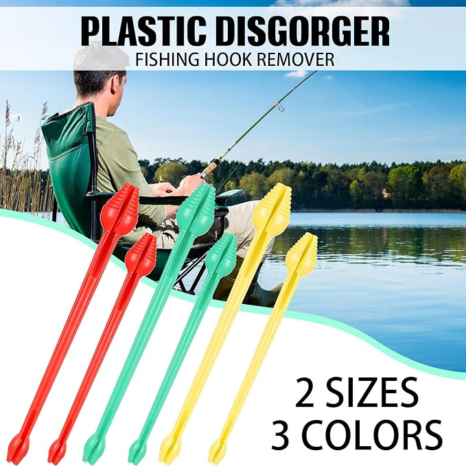 RoundFunny 6 Pcs Fish Hook Remover Tool Plastic Snelled Hook Disgorger Portable Unhook Extractor Tool for Fishing Gear Accessories