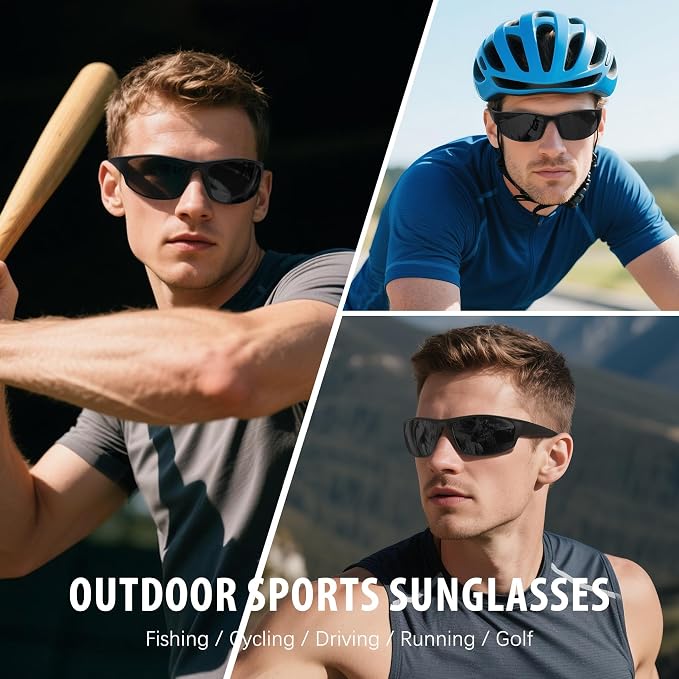 Sports Polarized Sunglasses for Men Women Wrap Around Sun Glasses Fishing Cycling Driving Running UV Protection