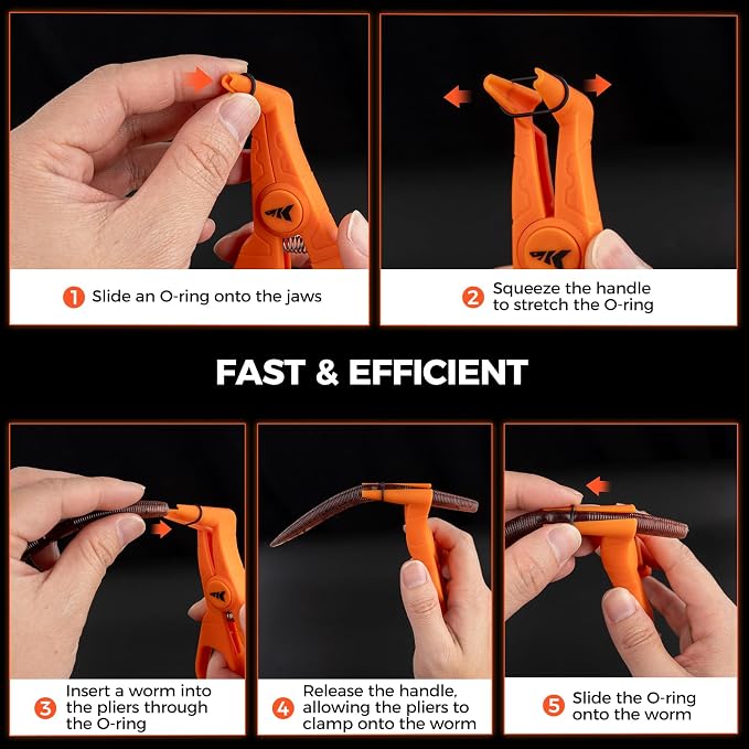 KastKing AlumaStream Finesse Fishing Tool Combo, 7.5” Aluminum Saltwater Fishing Pliers, Crossover Pliers, Wacky & Neko Rig Plier with O-Ring Storage, Fishing Tool Combo, Fishing Gifts for Men