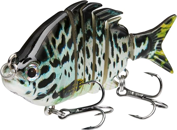 Bassdash SwimPanfish 2.5”/0.34oz Hard Bluegill Swimbaits Multi Jointed Topwater Trout Bass Fishing Crank Lure,Pack of 4
