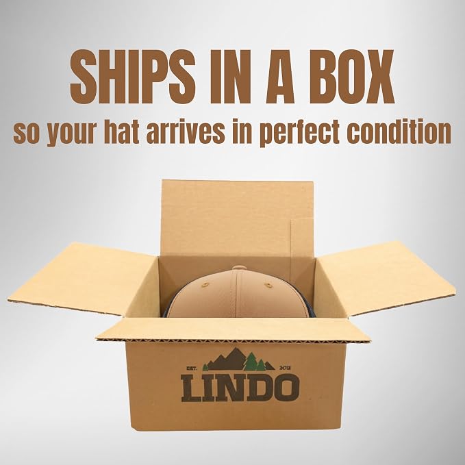 LINDO Trucker Hat [ Great Outdoors Design ] for Men and Women: Mid Profile Cap with Breathable Mesh Back and Adjustable Snap