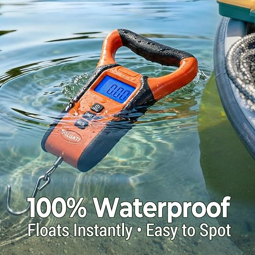 Fish Scale Digital Waterproof Floating with Carry Case Fishing Weighing Scale with Lip Gripper, Backlit LCD Display,110lb Capacity Memory Storage & Summation -Fishing Gifts for Men