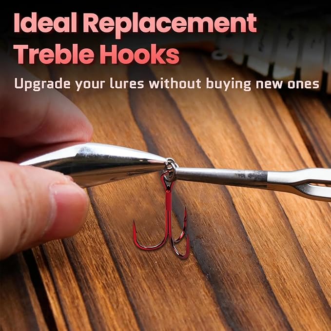 FishTrip 25/10/90/200pcs Fishing Treble Hooks, High Carbon Steel Triple Fishing Hooks with Ultra Brabed Sharp for Saltwater Freshwater Black, Treble Hook for Bass Trout Fishing Lures Replacement