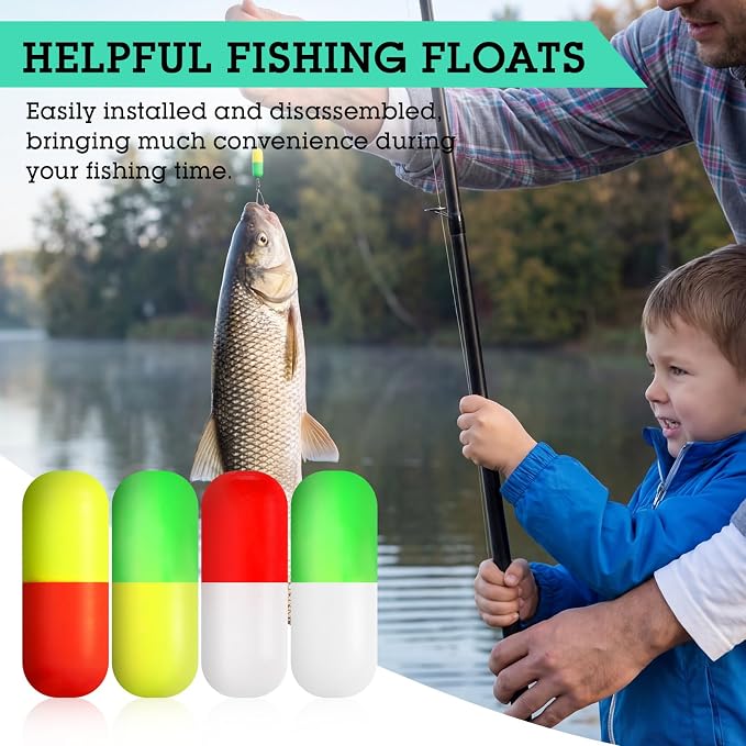 Skylety 100 Pieces Pompano Rig Floats for Surf Fishing Pill Snell Fishing Floats Making Kit for Trout Catfish Walleye