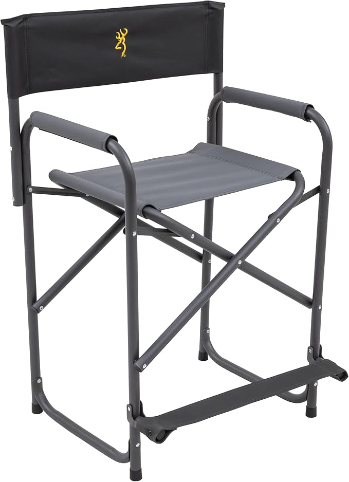 Browning Directors Chair - Outdoor Folding Chairs Made with Durable Fabric and Sturdy Aluminum/Steel Frame, with Extra Tall Seat and Flip-Down Footrest