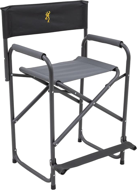 Browning Directors Chair - Outdoor Folding Chairs Made with Durable Fabric and Sturdy Aluminum/Steel Frame, with Extra Tall Seat and Flip-Down Footrest
