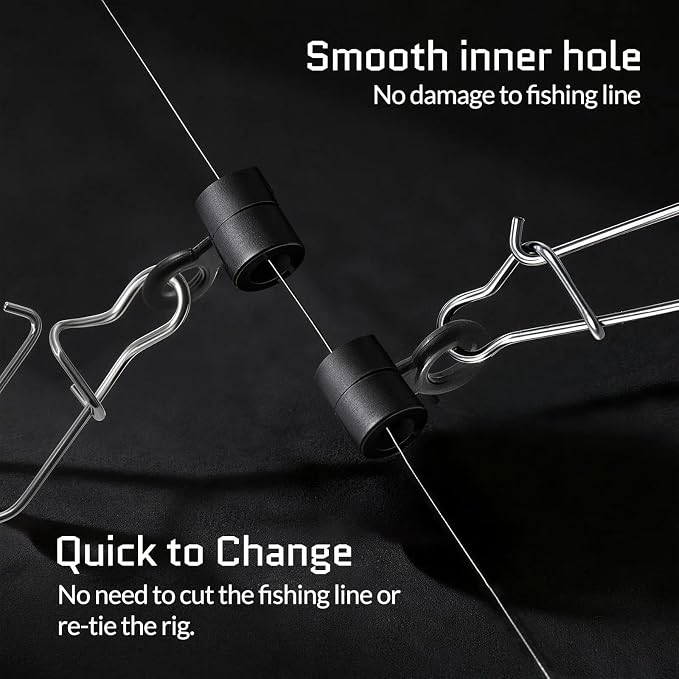 FishTrip Sinker Slides for Fishing Rigs - 25/50/100pcs Duo Lock Snaps for Fishing Line Heavy Duty Weights Sinkers Saltwater Connector Accessories