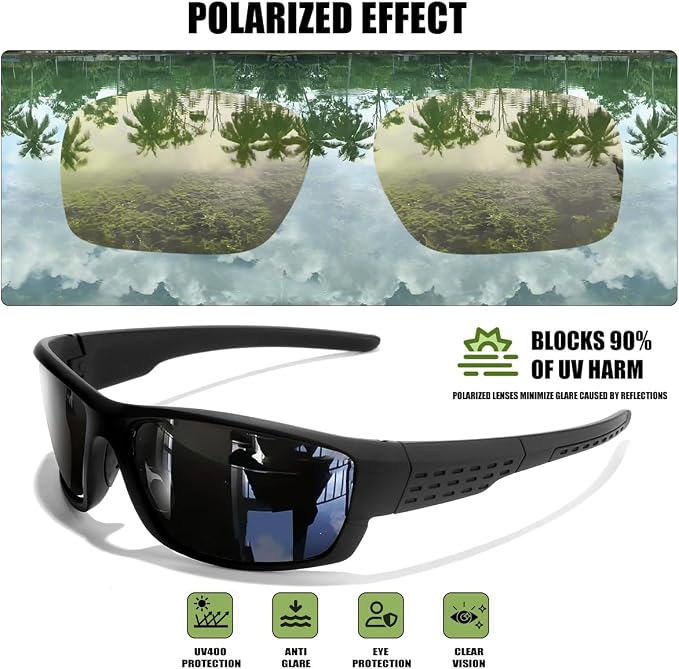 Polarized Sports Sunglasses Men UV400 Protection Lightweight Wrap Around Goggles for Cycling Fishing Driving Running
