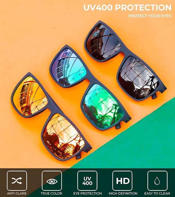 KALIYADI Polarized Sunglasses for Men, Lightweight Sun Glasses with UV Protection for Driving Fishing Golf