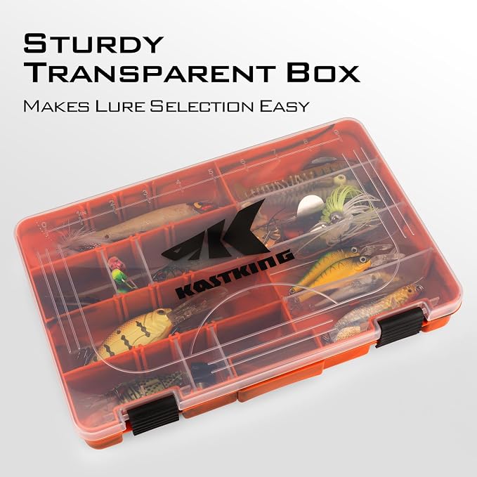KastKing Tackle Boxes, Plastic Box, Plastic Storage Organizer Box with Removable Dividers - Fishing Tackle Storage - Box Organizer - 2 Packs /4 Packs Tackle Trays - Parts Box