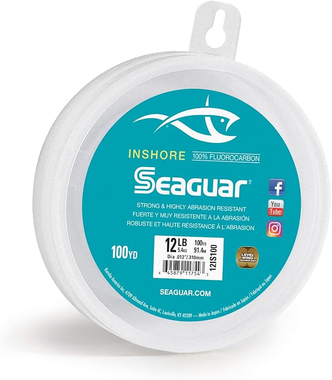 Seaguar Inshore 100% Fluorocarbon Fishing Leader For Shore & Flat Fishing, Multiple Sizes