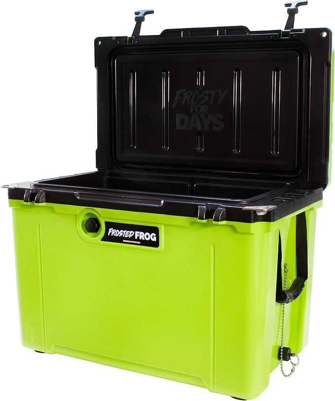Frosted Frog 54 Qt Hard Cooler, Lightweight Made in USA Insulated Ice Chest | 30% lighter than rotomolded coolers; 54-quart hardside for camping, fishing, boating, beach, BBQ, tailgating & drinks