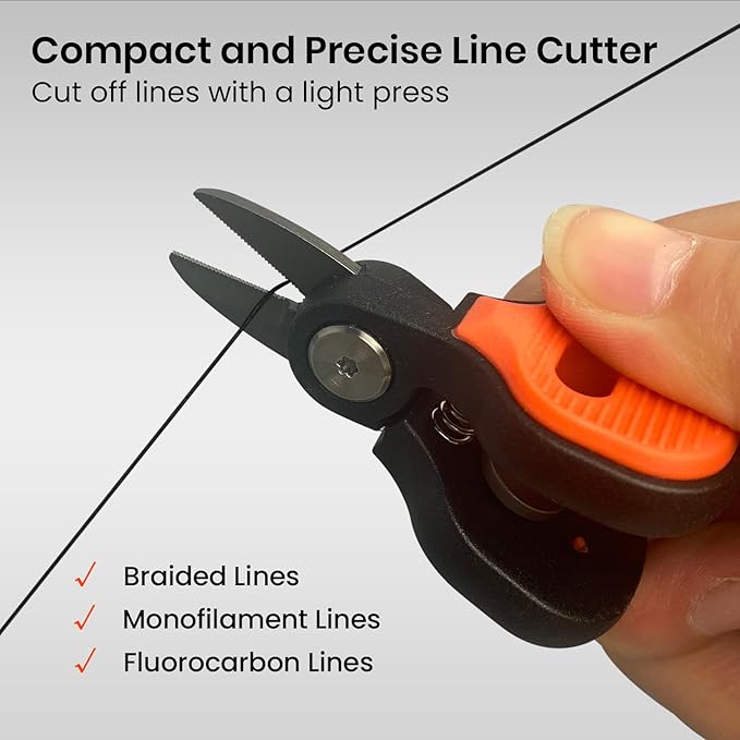 Pristis Mini Fishing Scissors, Compact Stainless Steel Blades Line Cutter Multi Tool with Non-Slip Handle, Micro Serrated Edge Pliers Gear Kit for Saltwater Freshwater Braided Fluorocarbon Mono Lines