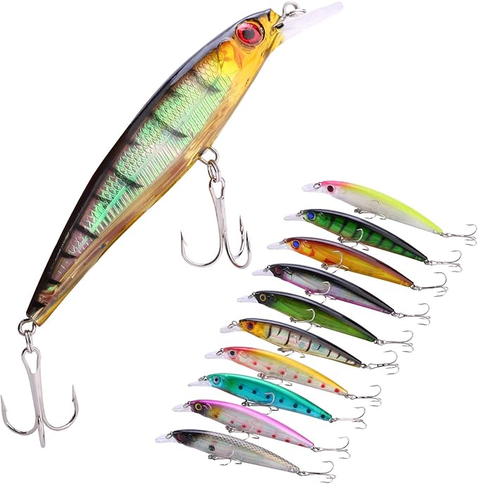 Sougayilang Minnow Fishing Lures Crankbaits Set Fishing Hard Baits Swimbaits Boat Topwater Lures for Trout Bass Perch Fishing