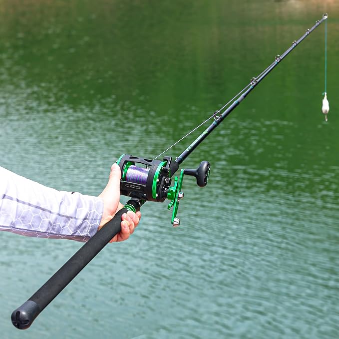 Sougayilang Catfish Rod and Reel Combo, 2-Piece MH Conventional Reel Fishing Combo, 25 lb Carbon Drag for Large Flathead and Blue Catfish, Saltwater-Ready for Salmon and Steelhead Bottom Fishing