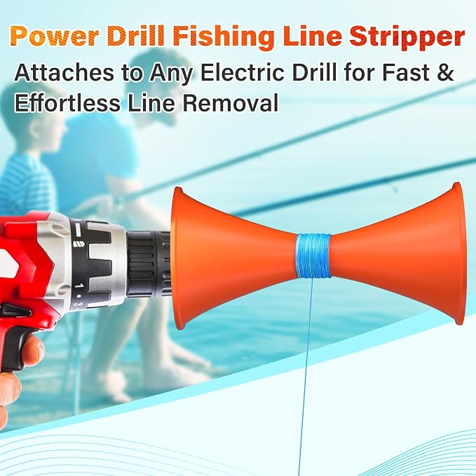 Power Drill Fishing Line Stripper & Spooler Tool, Fast Line Removal & Rewinding, Tangle-Free Line Management, Aluminum & Stainless Steel, Compact Portable Design for Fishing Reels & More