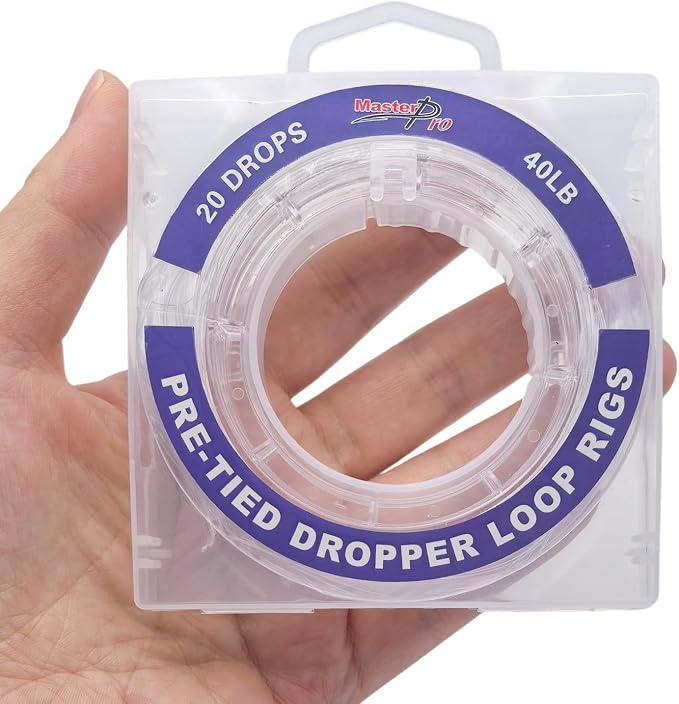 MASTERPRO Pre-Tied Dropper Loop Rigs, Fishing Line Spool 10LB 15LB 20LB 30LB 40LB 50LB 60LB 80LB 100LB, Suitable for Saltwater Freshwater Fishing