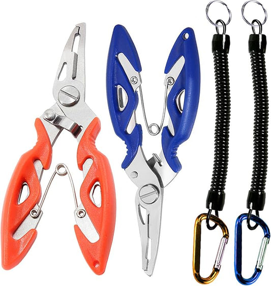Small Fishing Pliers 2 Multi-Function Scissors Braid Cutters Lightweight Stainless Steel Fishing Tools Split Ring Opener Fish Gripper Hook Remover Gear Accessories
