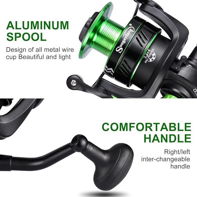 Sougayilang Carp Fishing Reel 13+1 Stainless Steel BB Bait Feeder Spinning Reel for Freshwater and Saltwater