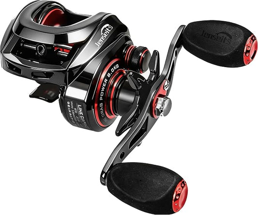 Jenseits Baitcasting Reel 7.3:1 High Speed Bass Baitcaster, Drag Clicker Version, Low Profile Casting Reel with 7+1 Bearings, 17.6LB Drag Magnetic Brake System