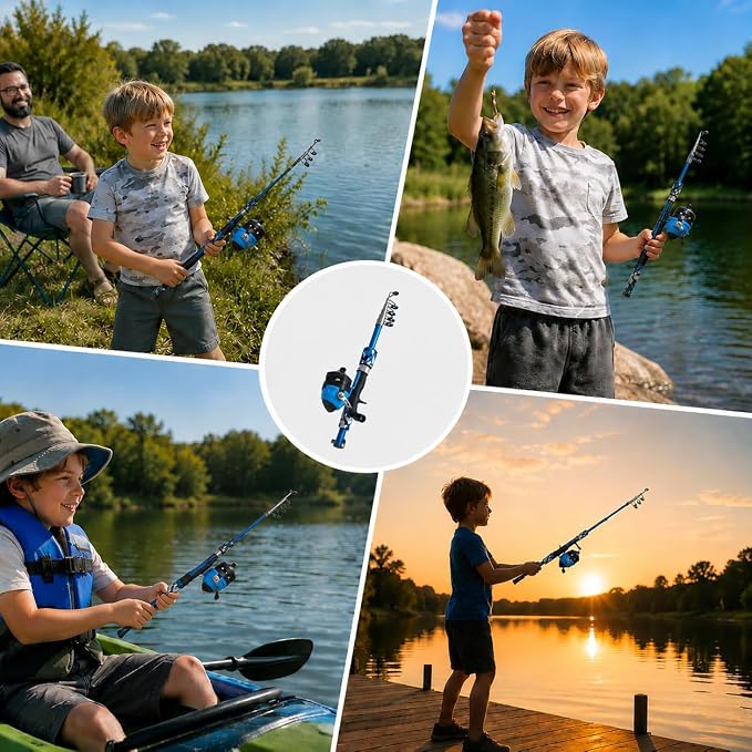 Catapult Fishing Rod Combo with Spincast Reel & Complete Tackle Kit, Slingshot Casting System, 15-25M Distance for Beginners