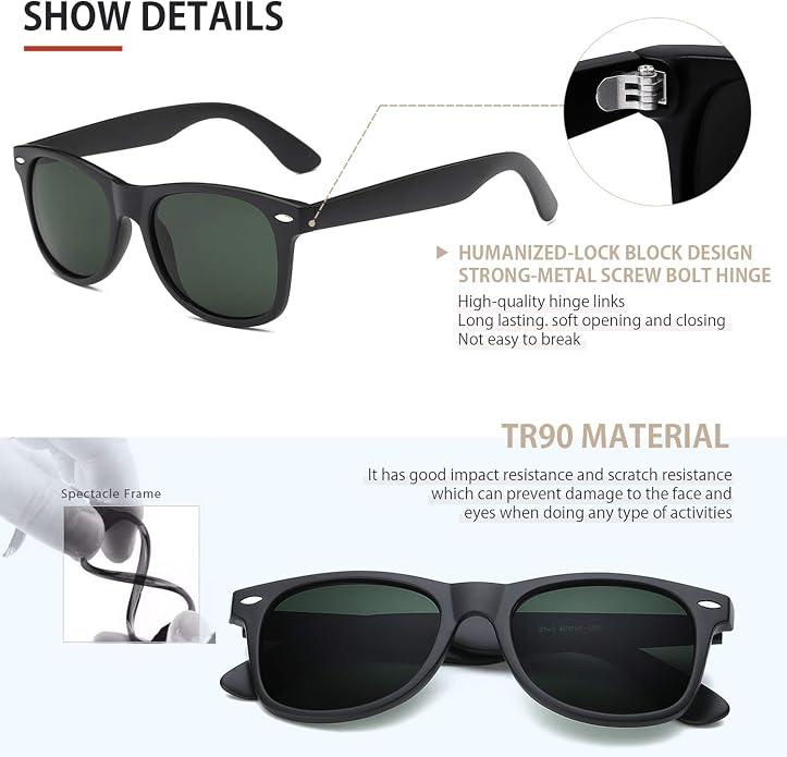 FEIDUSUN Sunglasses Men Polarized Sunglasses for Mens and Womens,Black Retro Sun Glasses Driving Fishing UV Protection