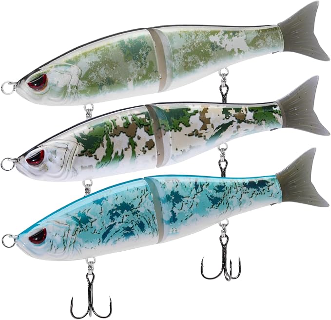 Bassdash SwimShad Glide Baits Jointed Swimbait Bass Pike Salmon Trout Muskie Fishing Lure,3-Pack