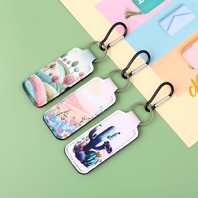 COOKOOKY Keychain Holder for Chapstick Lipstick Lip Gloss Cute Lip Balm Keychain Holder with Clip