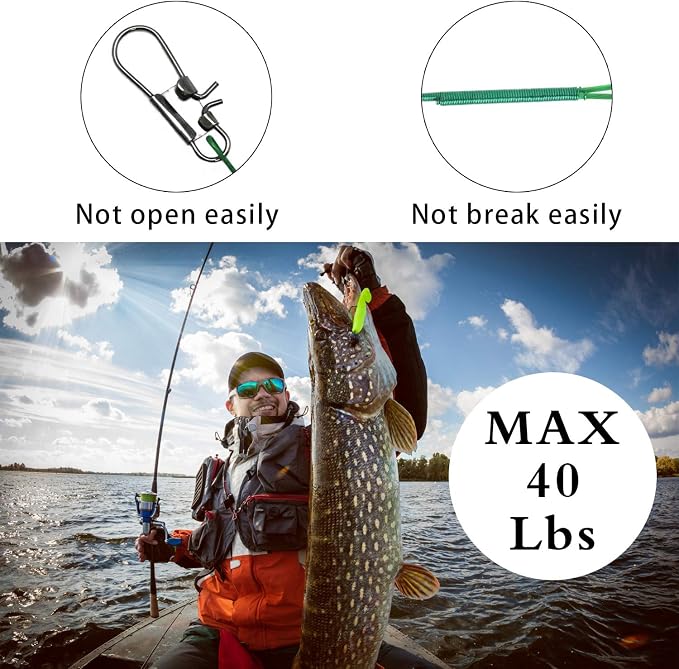 Fishing Leaders Stainless Steel Fishing Rigs Fishing Gear Tackle High-Strength Fishing Wire, with Swivel Snaps Beads for Lures Bait Hooks