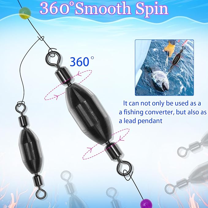 20Pcs Fishing Weights Swivel Brass Sinkers Fishing Weights Saltwater Freshwater Bullet Sinkers Fishing Weight with Swivel Rolling