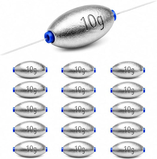 Egg Sinkers Fishing Weights, Oval Slip Sinkers Bullet Lead Fishing Weights for Freshwater Saltwater Tackle Set 1/8oz to 1oz