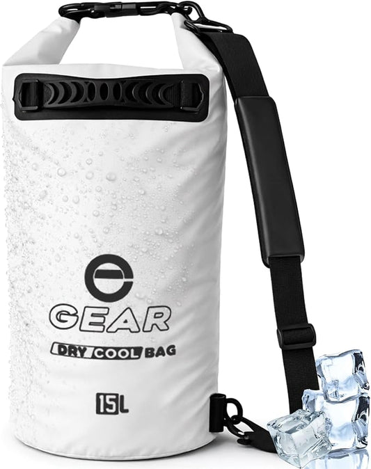 Enthusiast Gear Insulated Dry Bag Floating Cooler – 10L / 15L / 25L Roll Top, Leak Proof, Waterproof, Collapsible, with Padded Shoulder Strap - Perfect for Kayaking Fishing Beach