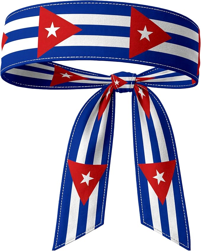Tie Headband for Women & Men, Flag Patterned Sports Sweatband Head Wrap, Hair Bandana Accessory, 40" x 2.4"