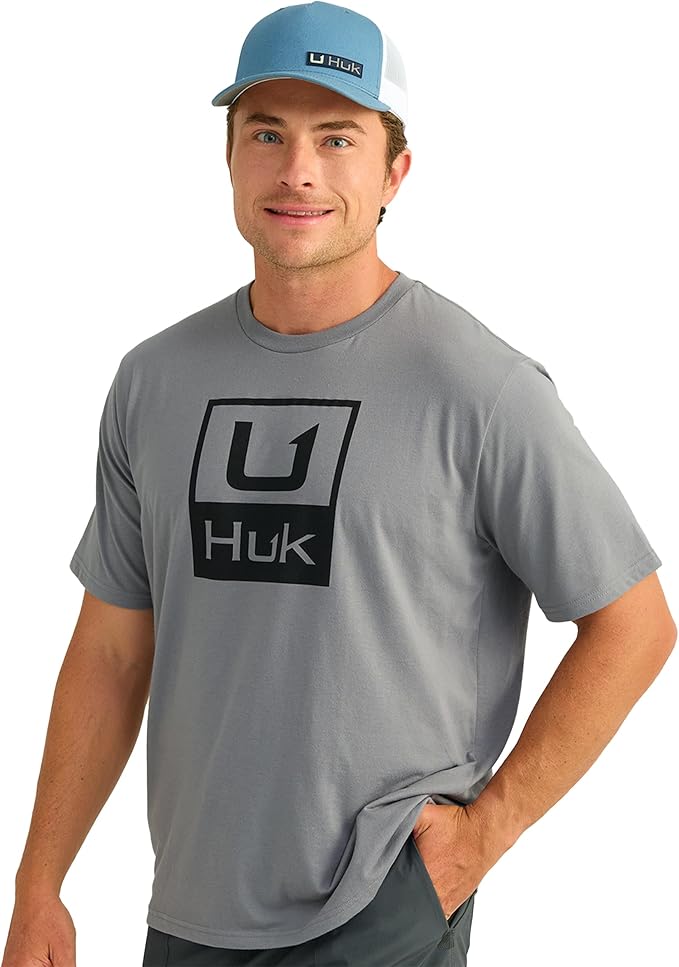 HUK Mens Performance Fishing Logo Tee, Short Sleeve T-Shirt for Men